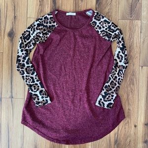 Cheetah/maroon top/tunic